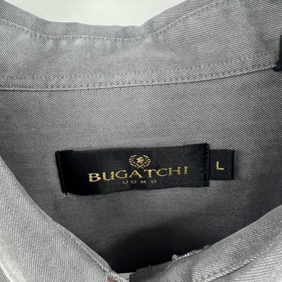 Bugatchi Uomo Gray Button Front Men's Size Large Shirt - Picture 2 of 3